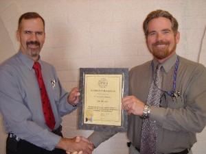 Ross Romeo (l) receives his Life Member certificate from Chapter President Larry Singer